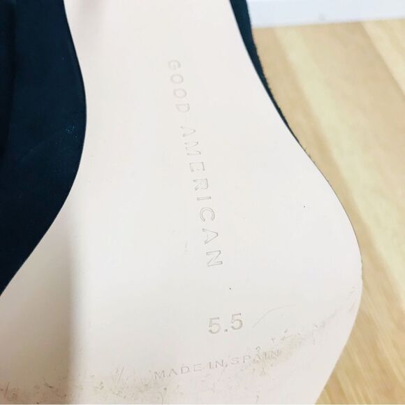 GOOD AMERICAN Black Suede Stiletto Lace Up Ankle Boot Bootie Hiking Size 5.5 New - Picture 10 of 11